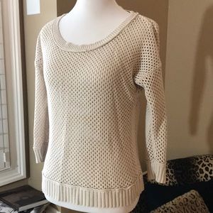DKNY beige open knit sweater
